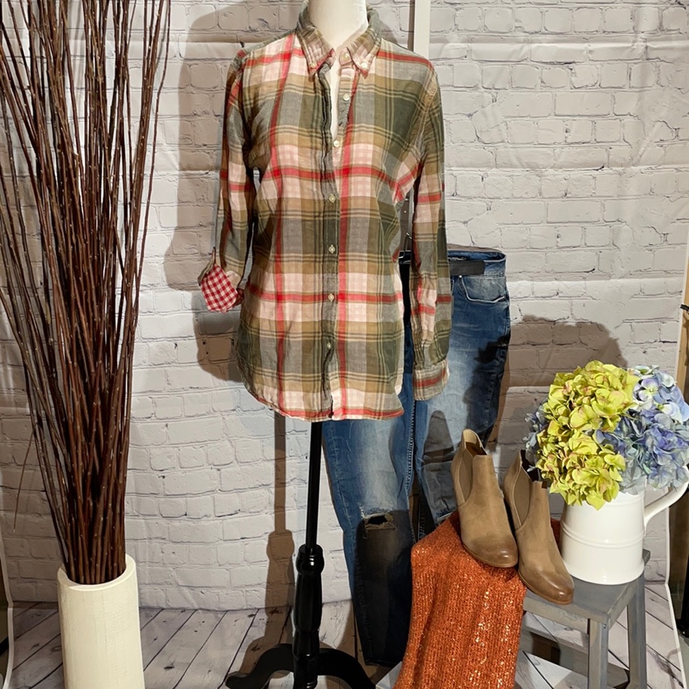 Joe Fresh plaid gingham lined shirt in excellent condition